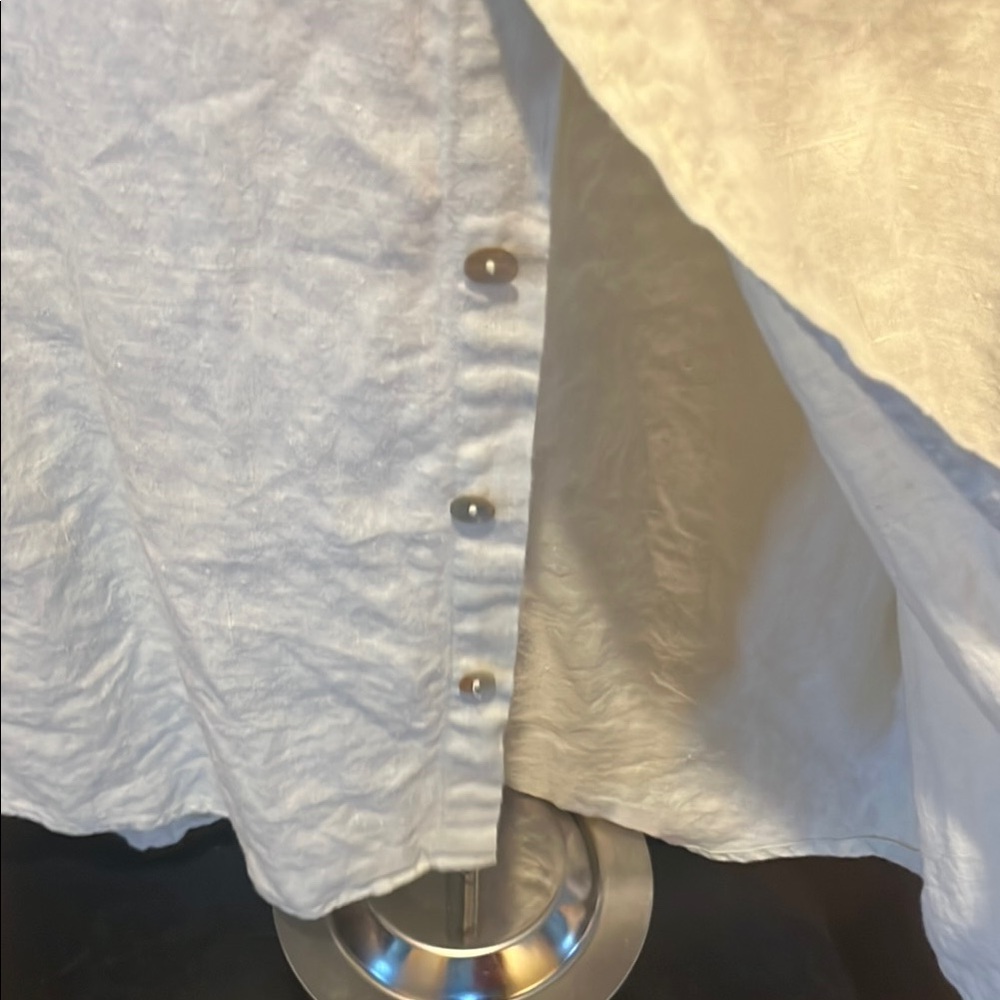 Chico's Soft Blue/Green Button-Up 100% Linen - Picture 9 of 12